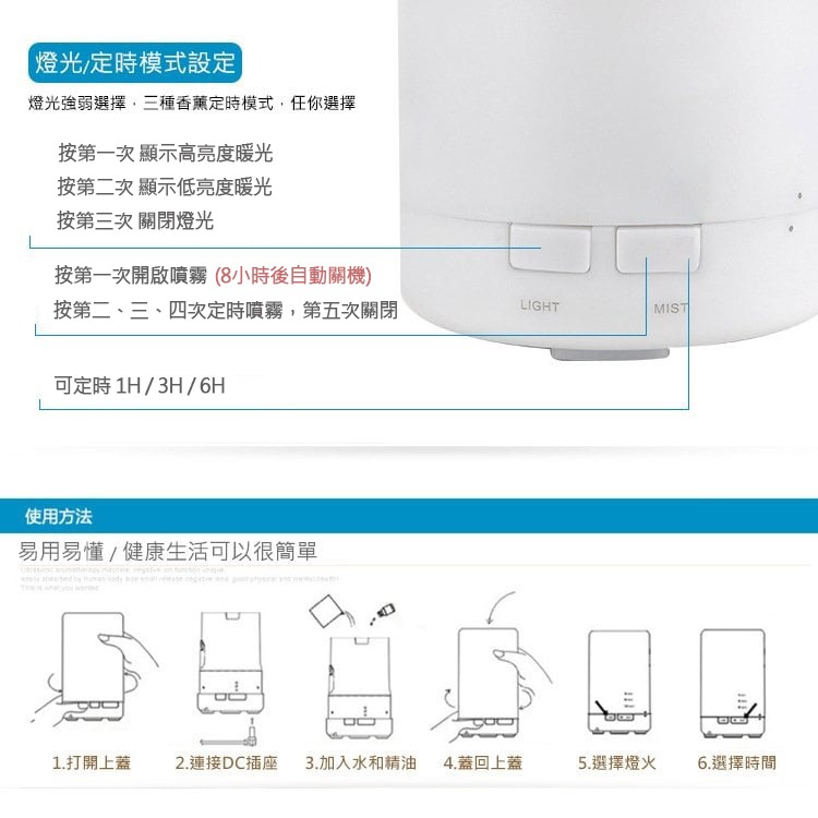 【加贈水溶性精油 隨機x1】無印風USB香薰加濕器『暖光』400ml 水氧機 香氛機 香薰機 精油燈 噴霧機 小夜燈-細節圖3