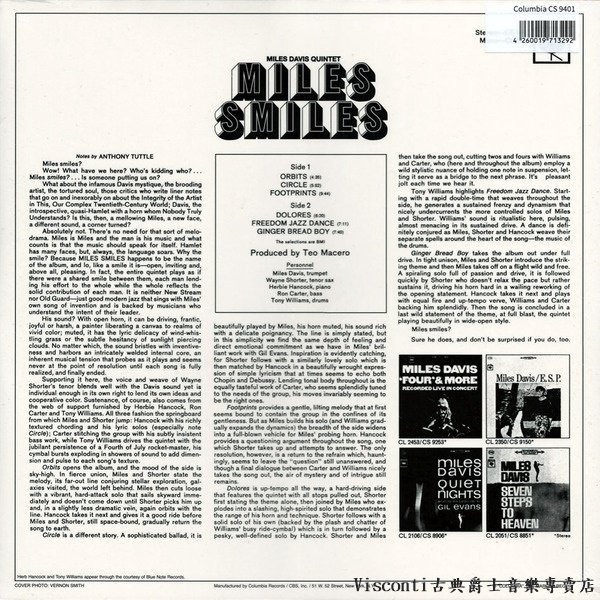 【Speakers Corner】Miles Davis:Miles Smiles邁爾士.戴維斯:邁爾士的微笑(LP)-細節圖2