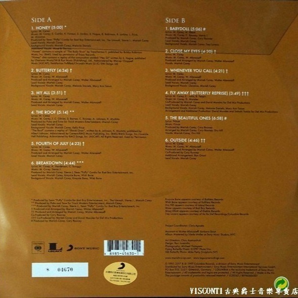 @【SONY】Mariah Carey:Butterfly瑪麗亞.凱莉:美麗花蝴蝶(20周年紀念彩膠)-細節圖2