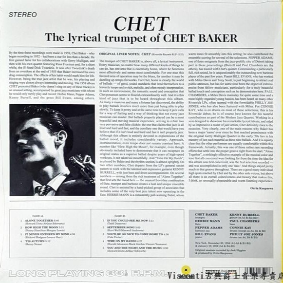 @【WAXTIME】Chet Baker:Chet查特.貝克:查特(限量彩膠)-細節圖2