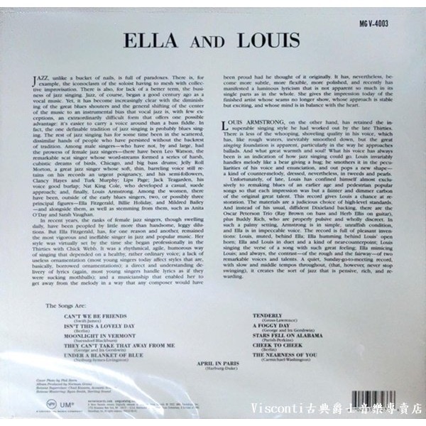 @【Verve】Ella Fitzgerald & Louis Armstrong:Ella &Louis(黑膠唱片)-細節圖2