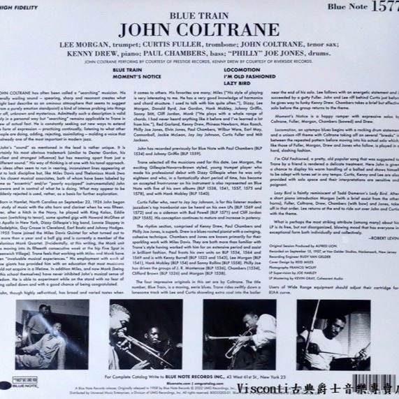 【Blue Note】John Coltrane:Blue Train藍色列車(Tone Poet MONO黑膠)