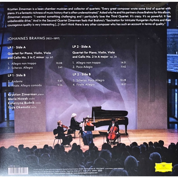 ＠【DG】布拉姆斯:第二,三號鋼琴四重奏(Krystian Zimerman齊瑪曼,岡本侑也,Maria Nowak)-細節圖2