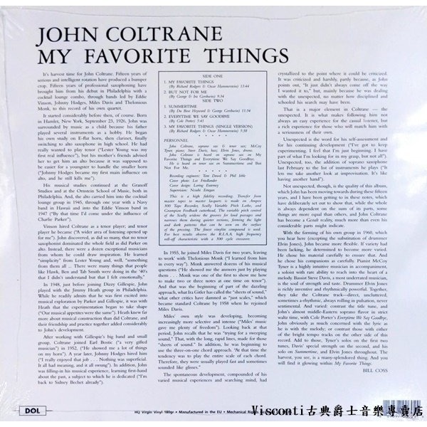 @【Dol】John Coltrane:My Favorite Things(藍色彩膠)-細節圖2