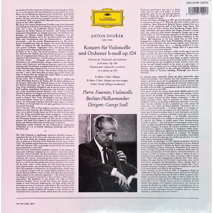 【Speakers Corner】 德弗札克 :大提琴協奏曲(傅尼葉,塞爾,柏林愛樂)(黑膠唱片)-細節圖2