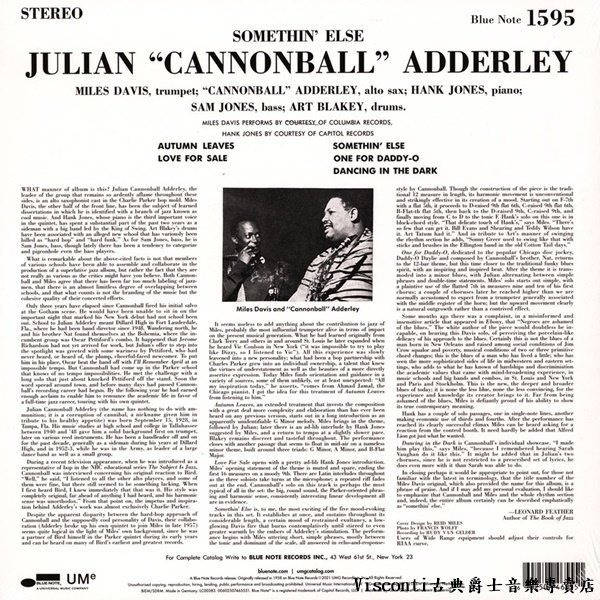 【Blue Note預購】Cannonball Adderley:Somethin＇ Else(黑膠唱片)-細節圖2