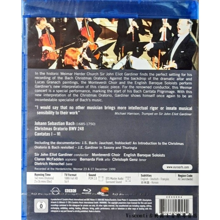 @【Euroarts】巴哈:聖誕神劇(John Eliot Gardiner賈第納,蒙臺威爾第合唱團)(藍光影片)-細節圖2