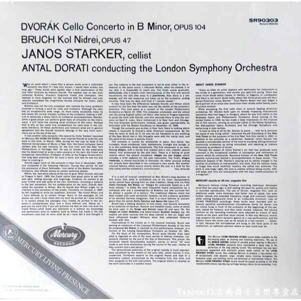 @【Speakers Corner】德弗札克:大提琴協奏曲(Janos Starker史塔克,杜拉第,倫敦交響樂團)黑膠-細節圖2