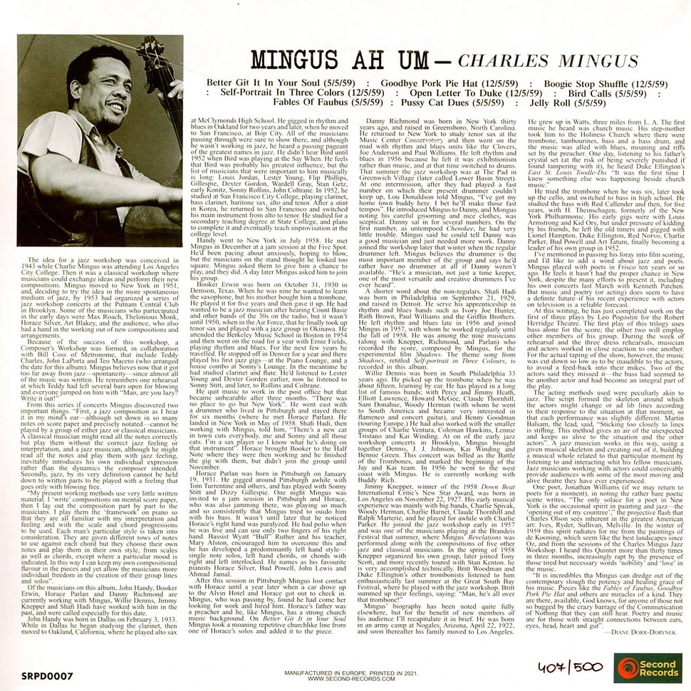 【Second預購】Charles Mingus:Mingus Ah Um (橘色飛濺彩膠)-細節圖3