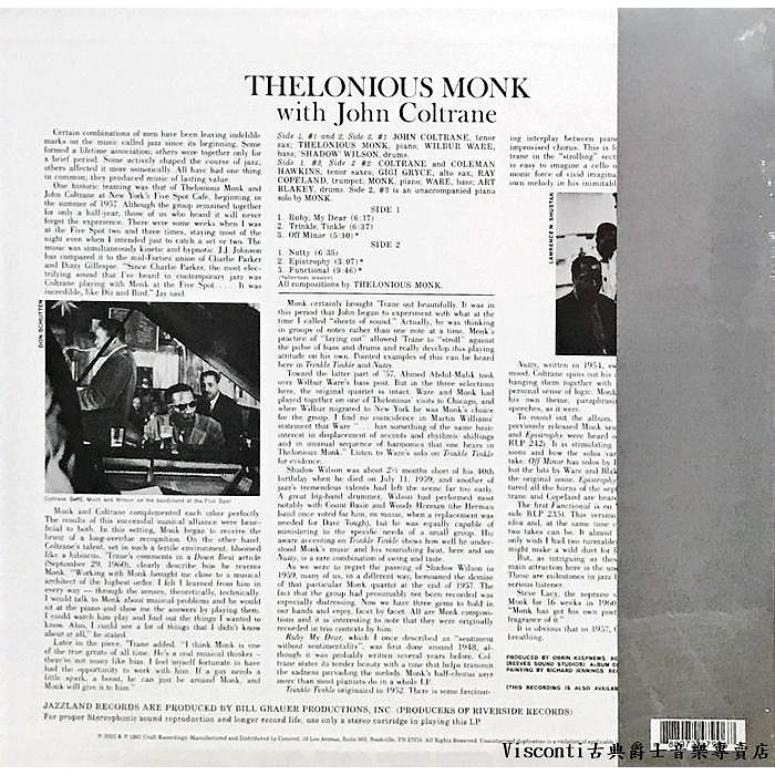 @【Concord】Thelonious Monk With John Coltrane(黑膠唱片)-細節圖2