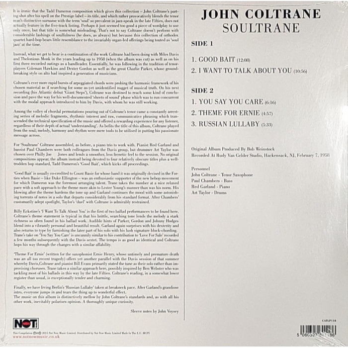 【Not Now預購】John Coltrane: Soultrane約翰.柯川:柯川之魂(黑膠唱片)-細節圖2