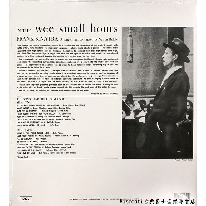 @【Dol】Frank Sinatra:In The Wee Small Hours法蘭克.辛納屈:小時光-LP-細節圖2
