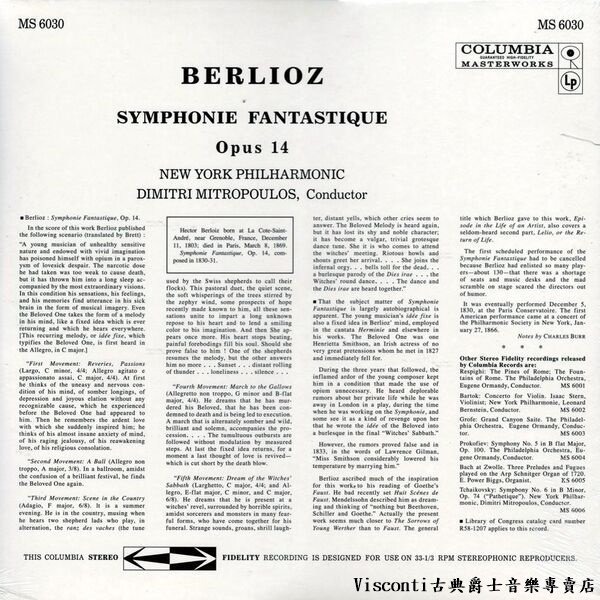 【Speakers Corner】白遼士:幻想交響曲(Dimitri Mitropoulos,紐約愛樂)(黑膠唱片)-細節圖2