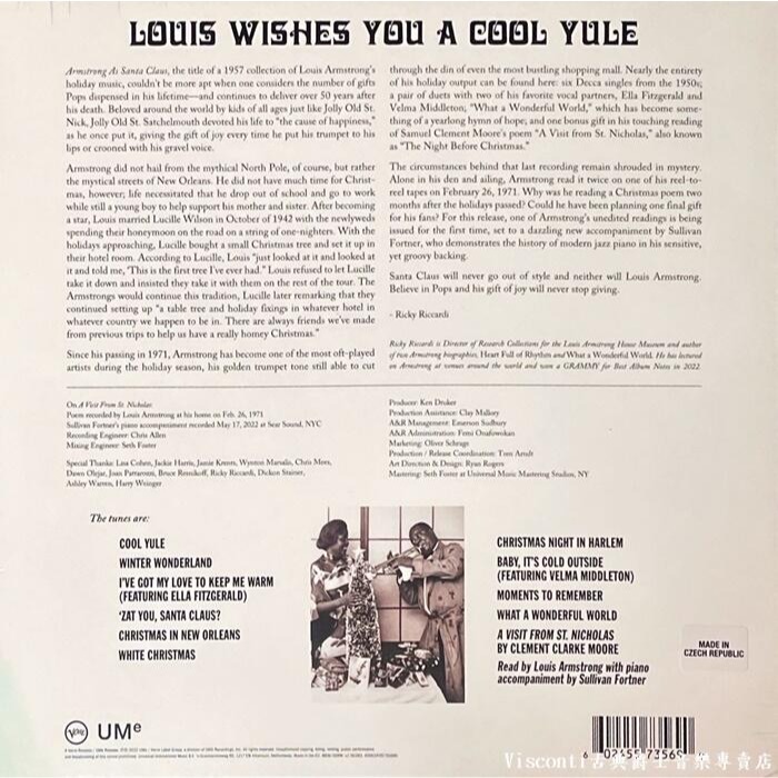 @【Verve】Louis Armstrong: Louis Wishes You A Cool Yule(黑膠唱片)-細節圖2