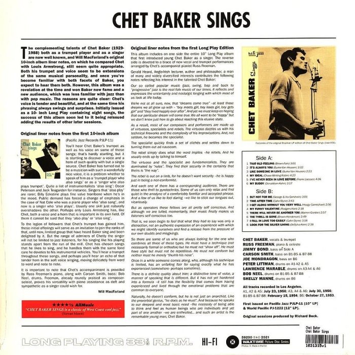 【Waxtime預購】Chet Baker:Chet Baker Sings (圖像彩膠)-細節圖2