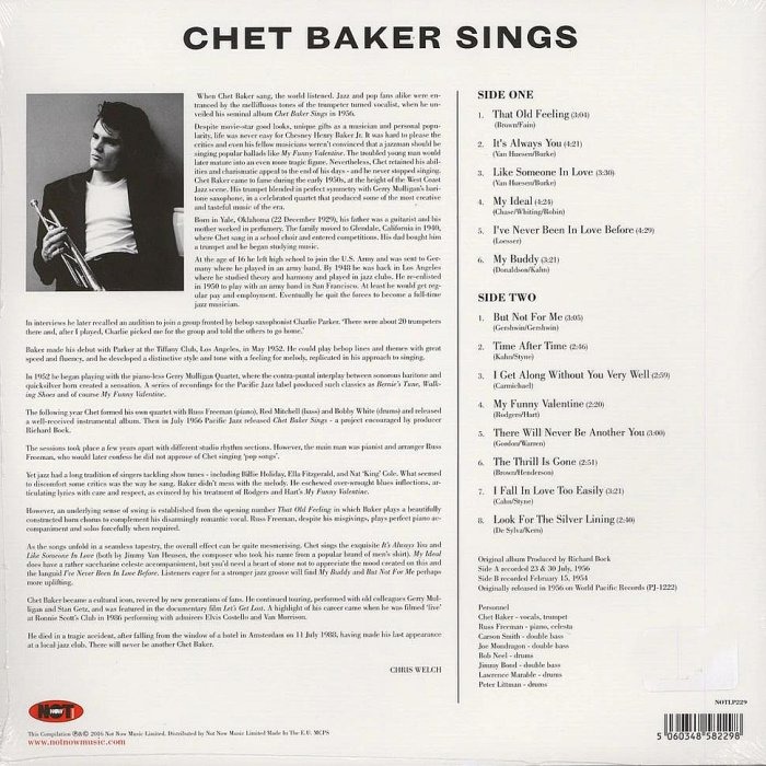 【Not Now預購】Chet Baker:Chet Baker Sings (藍色彩膠)-細節圖2
