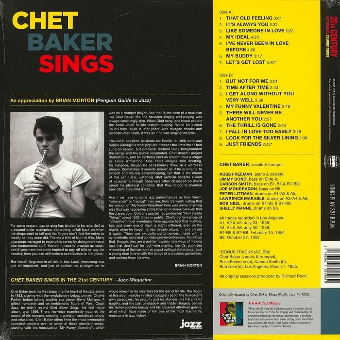 【20th Century Masters預購】Chet Baker:Sings (半透明藍色彩膠)-細節圖2