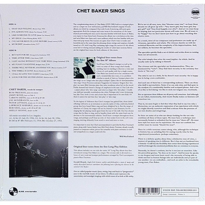 @【Panam】Chet Baker:Chet Baker Sings (黑膠唱片)-細節圖2