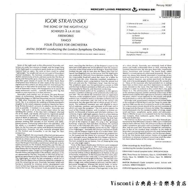 【Speakers Corner】史特拉汶斯基:夜鶯之歌,焰火,俄羅斯人詼諧曲..(杜拉第,倫敦交響樂團)(黑膠唱片)-細節圖2