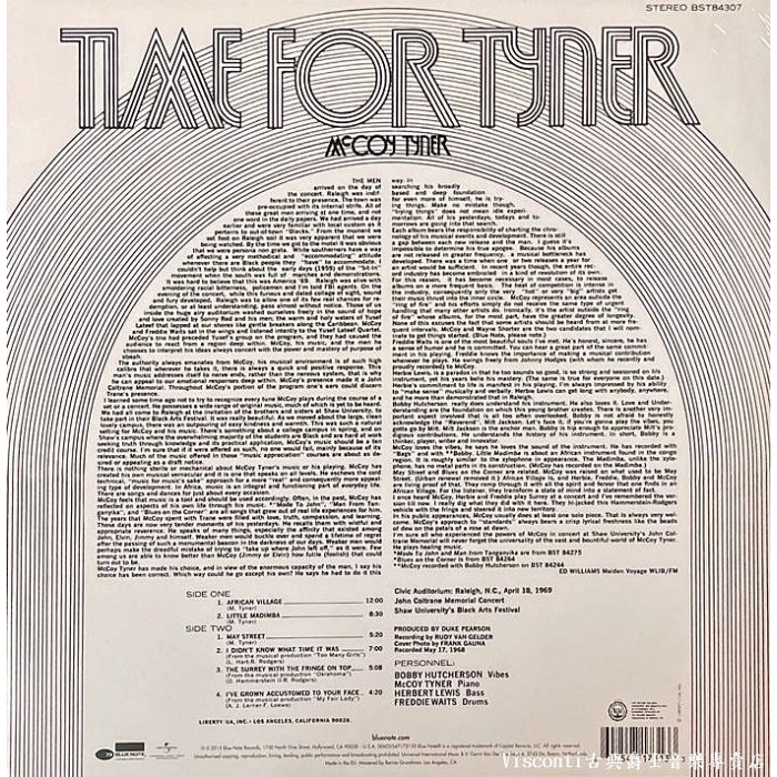 【Blue Note】McCoy Tyner:Time For Tyner(黑膠唱片)-細節圖2