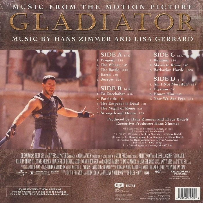 【DECCA】Gladiator神鬼戰士-電影原聲帶(Hans Zimmer)(二張黑膠唱片)-細節圖2