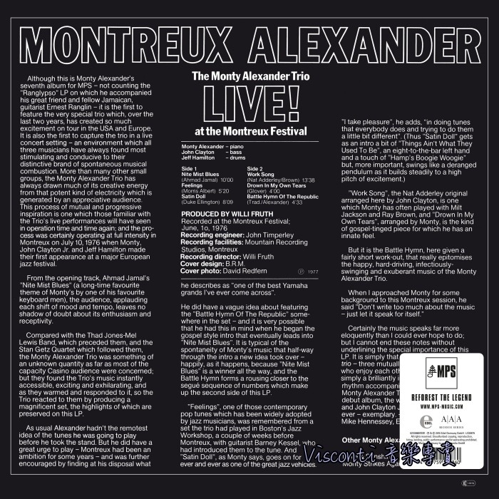 @【MPS】Monty Alexander Trio Live! At The Montreux Festival黑膠-細節圖2