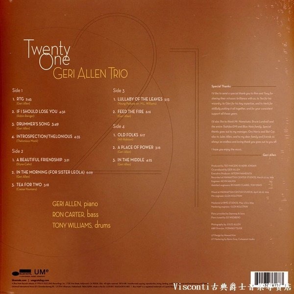【Blue Note】Geri Allen蓋芮.艾倫:Twenty One(二張黑膠唱片)-細節圖2