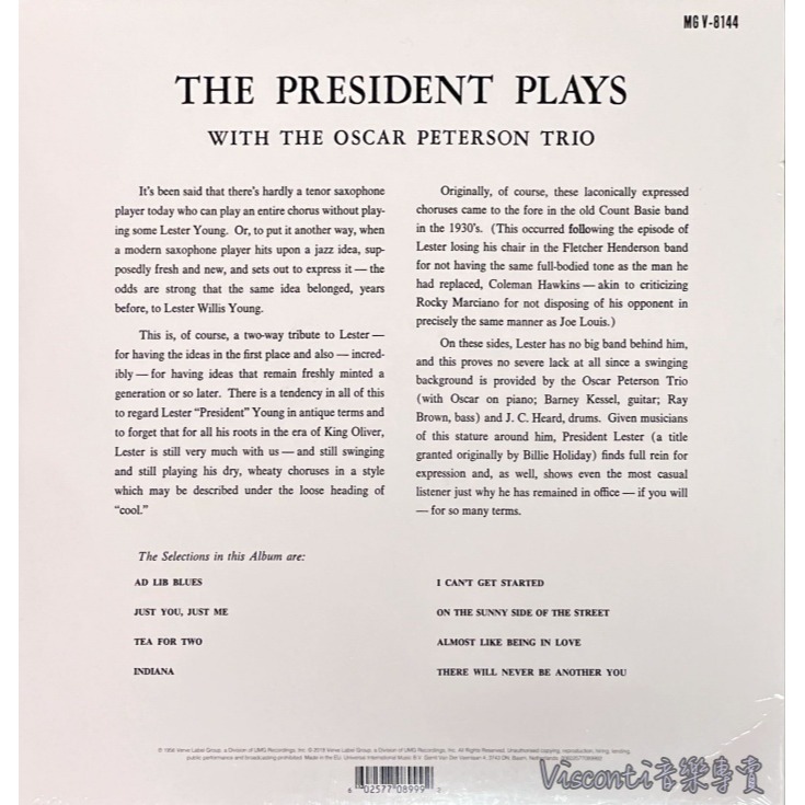 【Verve預購】Lester Young:The President Plays & Oscar Peterson-細節圖2