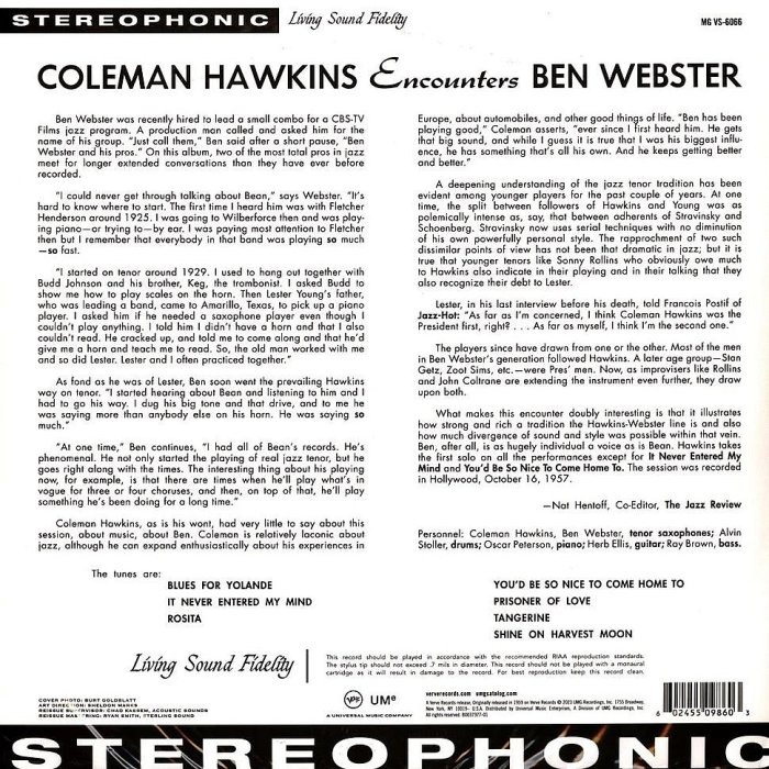 【Verve】Coleman Hawkins Encounters Ben Webster (黑膠唱片)-細節圖2