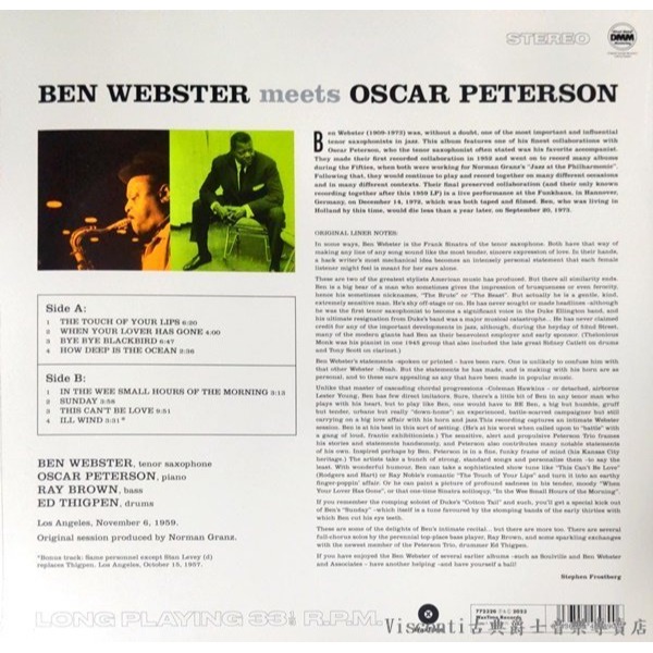 【Waxtime預購】Ben Webster Meets Oscar Peterson(黑膠唱片)-細節圖2