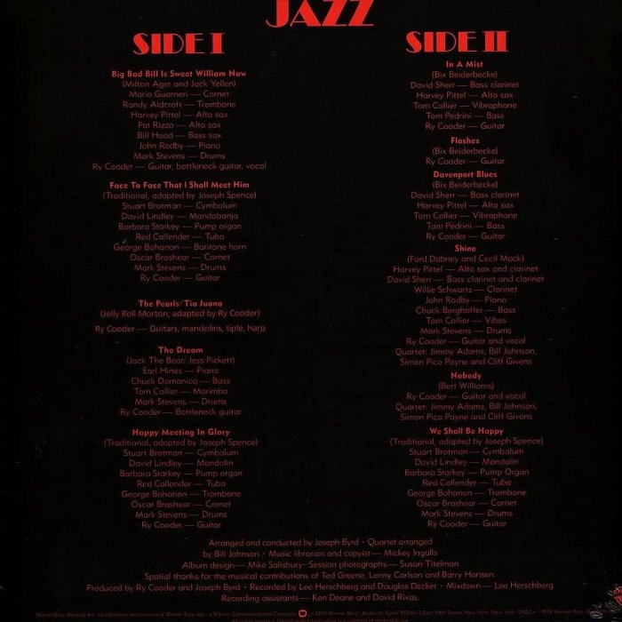 【Speakers Corner】Ry Cooder : Jazz(黑膠唱片)-細節圖2