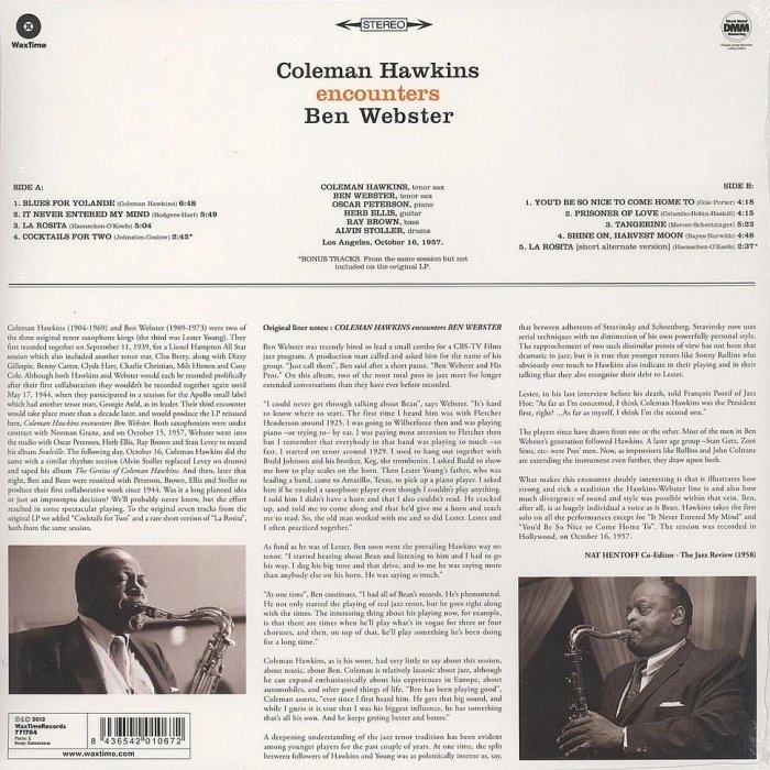 【Waxtime預購】Coleman Hawkins Encounters Ben Webster(美版黑膠唱片)-細節圖2