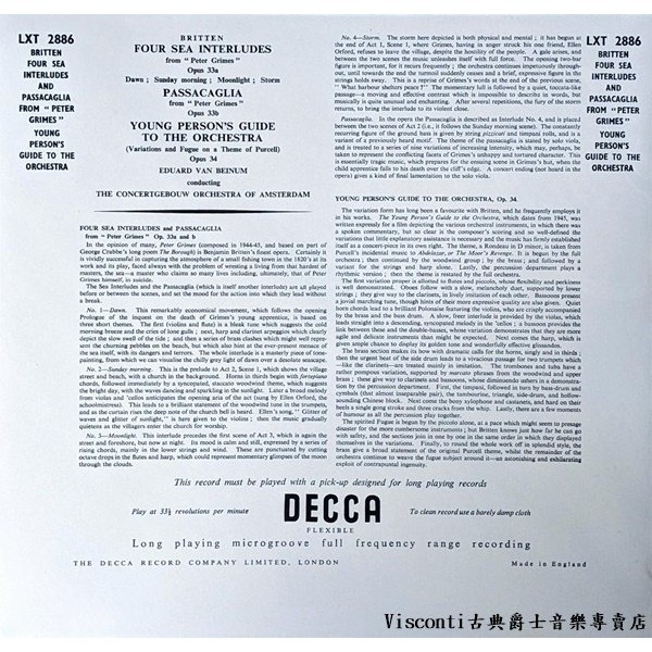 @【DECCA】布列頓:彼得格林選曲,青少年管弦樂入門(Eduard van Beinum,大會堂管絃樂團)黑膠唱片-細節圖2