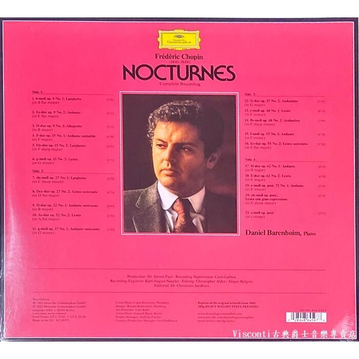 【DG】蕭邦:夜曲輯(Daniel Barenboim巴倫波因)(二張黑膠唱片)-細節圖2