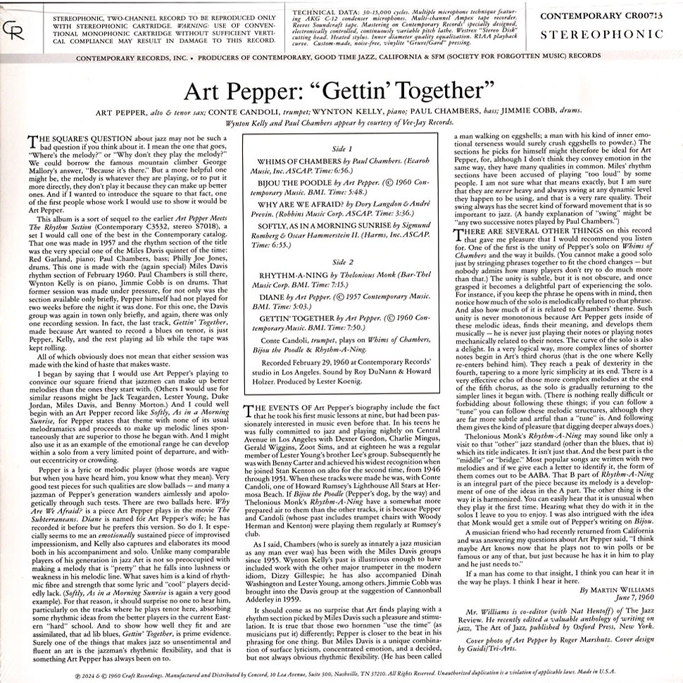 【Craft預購】Art Pepper : Gettin Together (Acoustic Sounds黑膠)-細節圖2