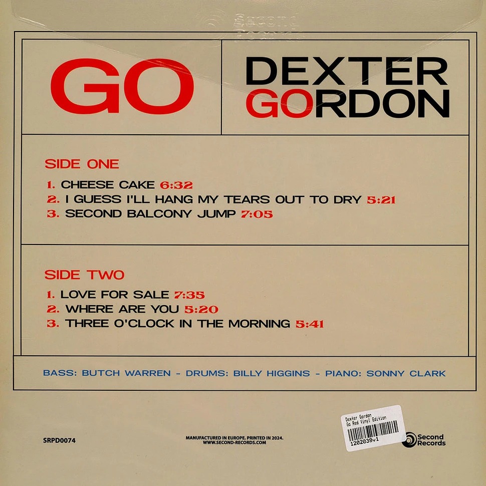 【Second預購】Dexter Gordon : Go! (紅色彩膠)-細節圖2