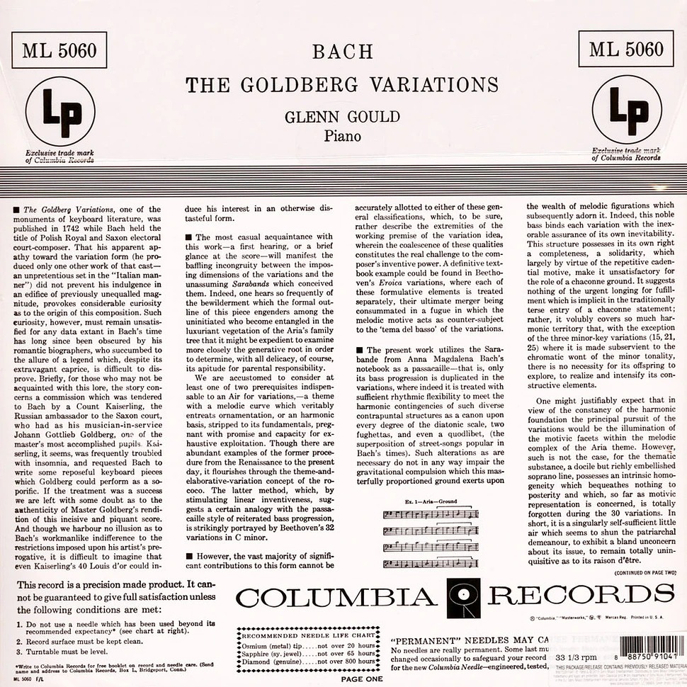 ＠【SONY】巴哈:郭德堡變奏曲(1955年錄音)(Glenn Gould顧爾德)(黑膠唱片)-細節圖2