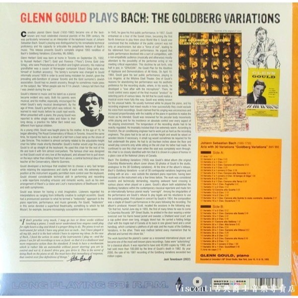 ＠【Waxtime】巴哈:郭德堡變奏曲(Glenn Gould顧爾德,1955年)(黑膠唱片)-細節圖2
