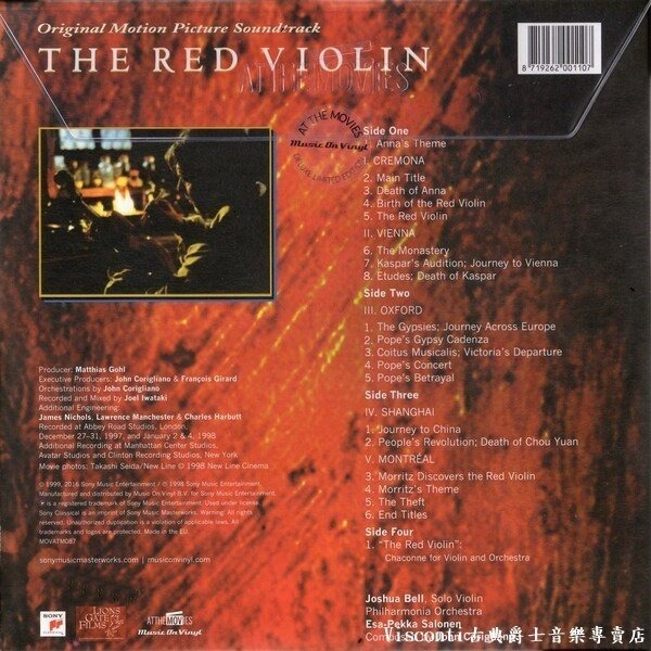 【Music On Vinyl】The Red Violin紅色小提琴-電影原聲帶-Corigliano(二張黑膠)-細節圖2