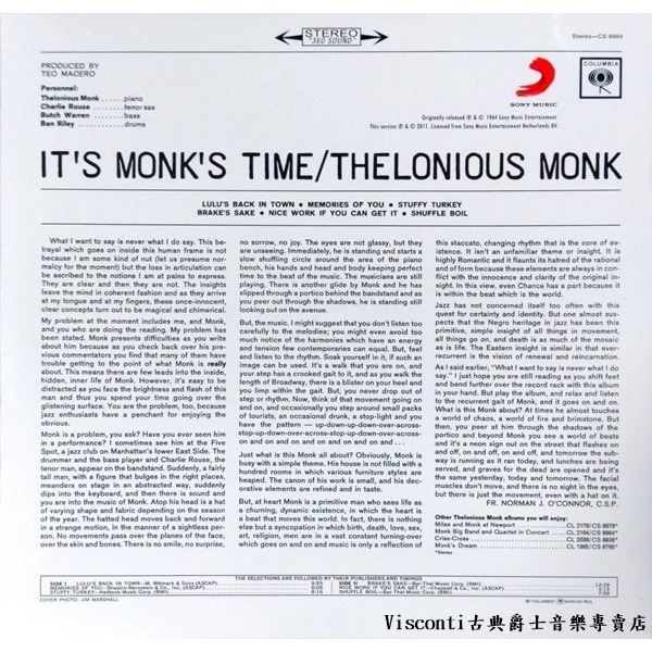 【Speakers Corner】Thelonious Monk:It＇s Monk＇s Time(黑膠唱片)-細節圖2