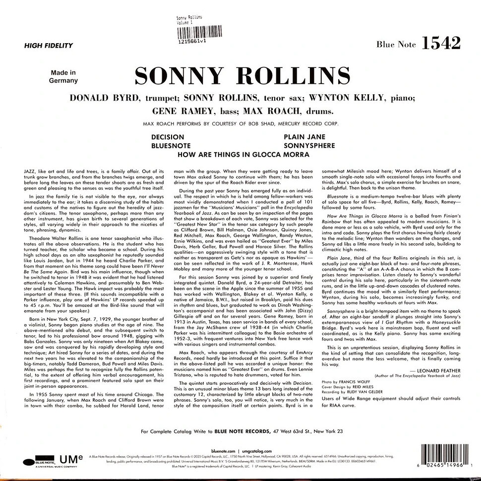 【Blue Note】Sonny Rollins: Volume 1 (黑膠唱片)-細節圖2