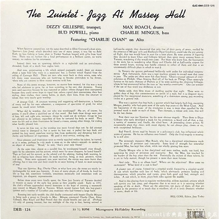 @【Concord】Charlie Parker The Quintet : Jazz At Massey Hall-細節圖2
