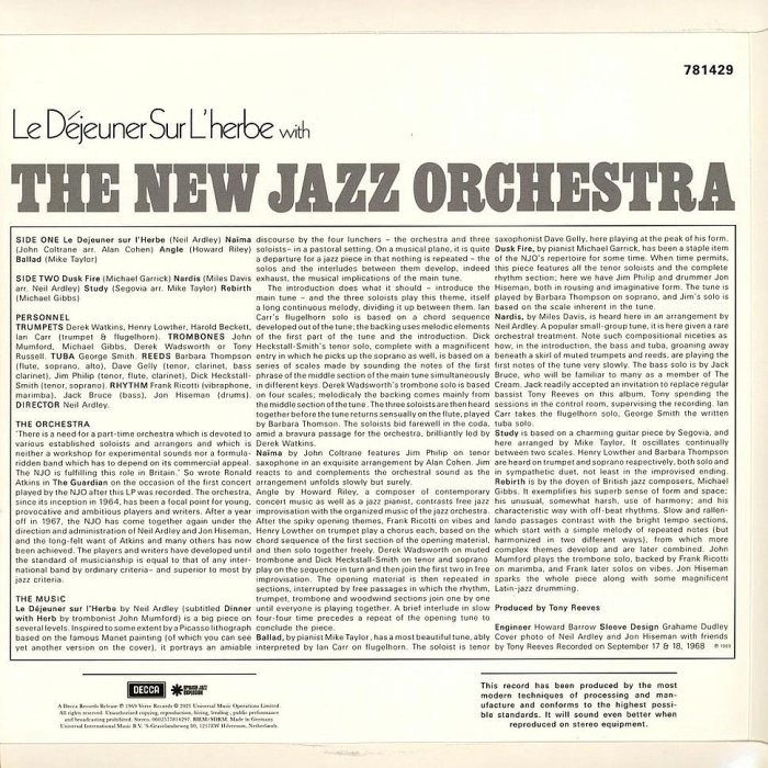 【DECCA】The New Jazz Orchestra: Le Dejeuner Sur L＇Herbe黑膠唱片-細節圖2