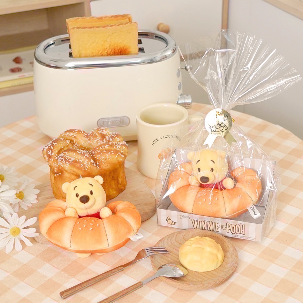 全新限量現貨+預購 7-11 午茶食光 小熊維尼牛角麵包 吊飾娃娃-細節圖3