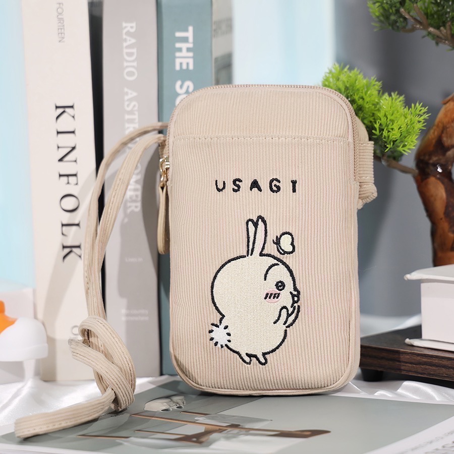 全新限量現貨 7-11 吉伊卡哇 粉萌登場 燈芯絨化妝包 兔兔 小八 斜背小包 收納包-細節圖3