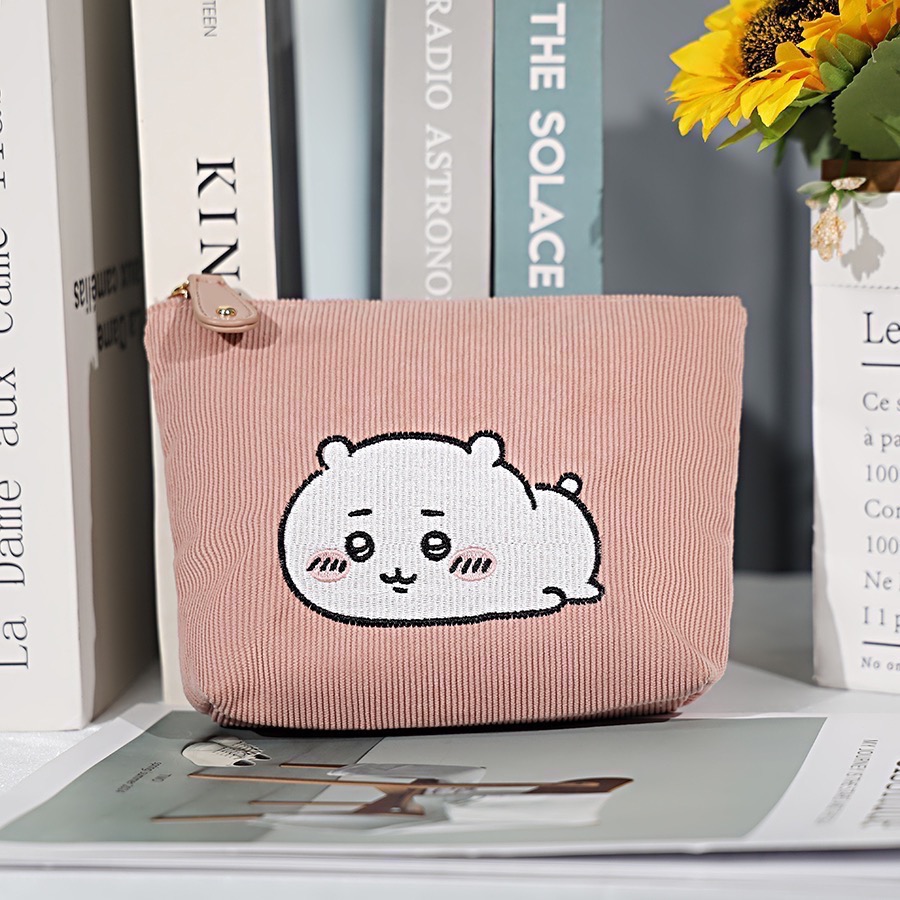 全新限量現貨 7-11 吉伊卡哇 粉萌登場 燈芯絨化妝包 兔兔 小八 斜背小包 收納包-細節圖8