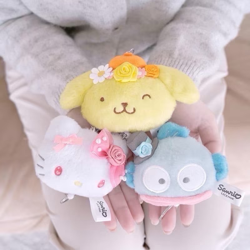 全新限量現貨+預購 7-11 三麗鷗 花花系列 大頭伸縮吊飾娃娃 kitty 布丁狗 美樂蒂 酷洛米-細節圖3