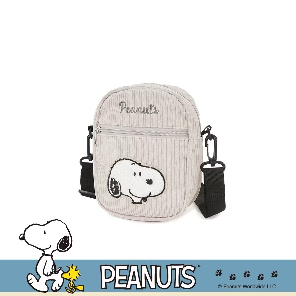 全新限量 正版授權 SNOOPY聯名款．復古溫暖燈芯絨隨行斜背袋 史努比 歐拉夫 糊塗塔客 查理布朗-細節圖8
