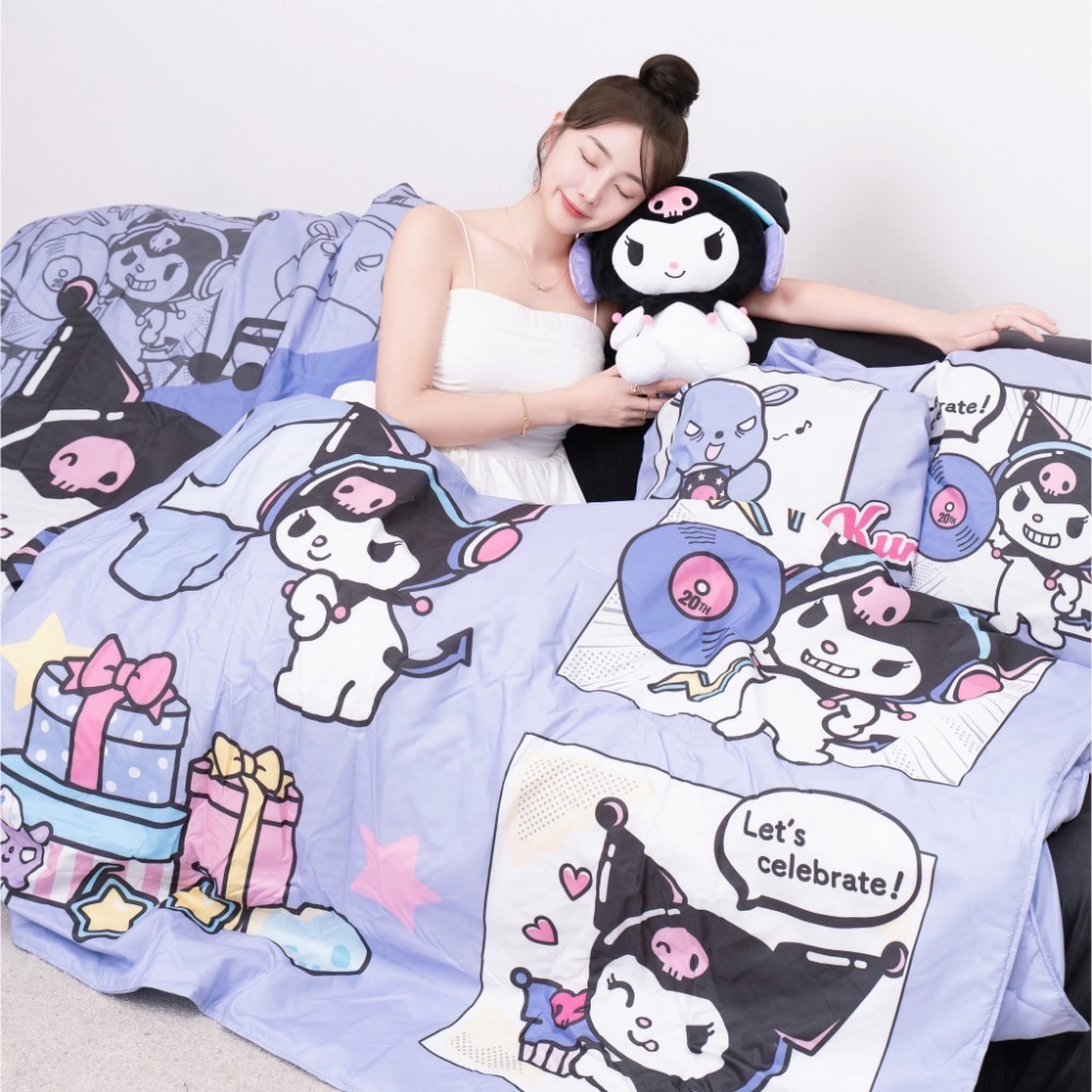 全新限量預購 正版授權 7-11 三麗鷗 酷洛米20周年派對 娃娃 玩偶 絨毛吊飾 床包 後背包 電腦螢幕架-細節圖2