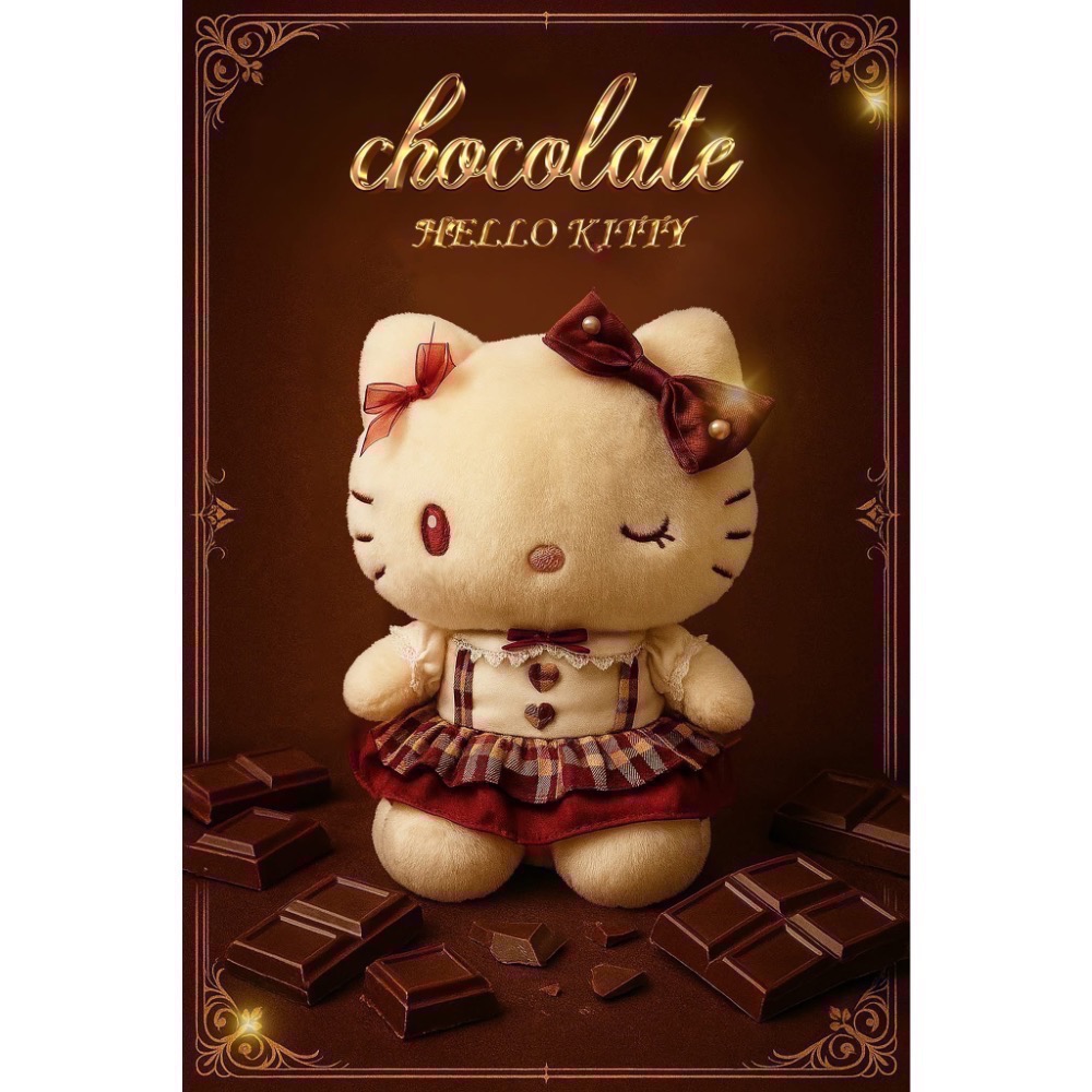全新限量現貨 正版授權 三麗鷗 25公分 巧克力系列 絨毛娃娃 酷洛米 Hello Kitty 玩偶 禮盒 生日 聖誕-細節圖3